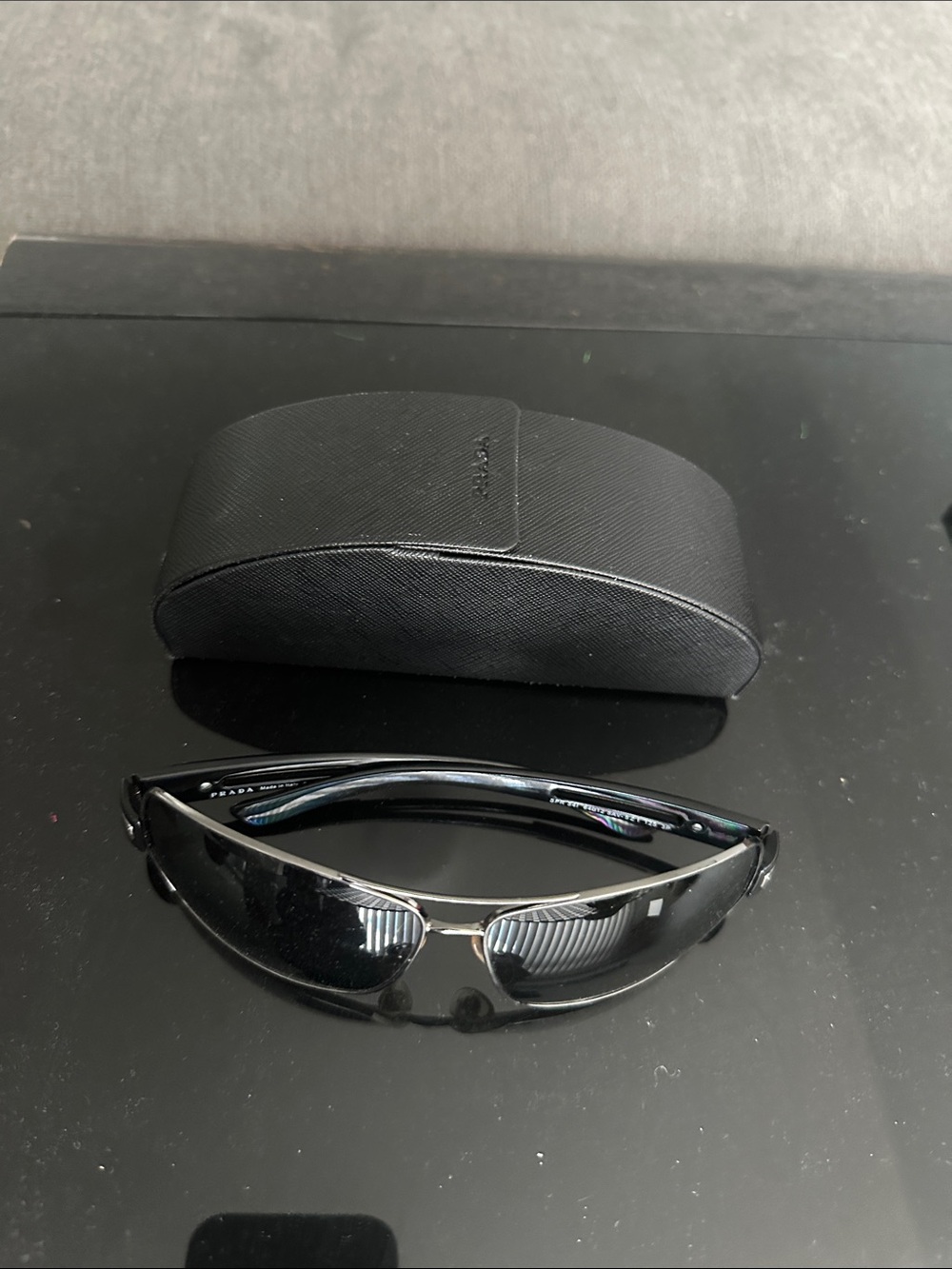 Prada Men's Black Gunmetal Polarized Sunglasses SPR 54IS